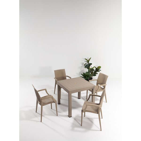 Beež rotangist aiamööbli komplekt 4-le Rattan - Floriane Garden-image-1