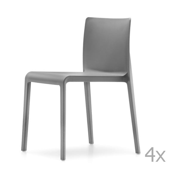 Sada 4 antracitových jídelních židlí Pedrali Volt