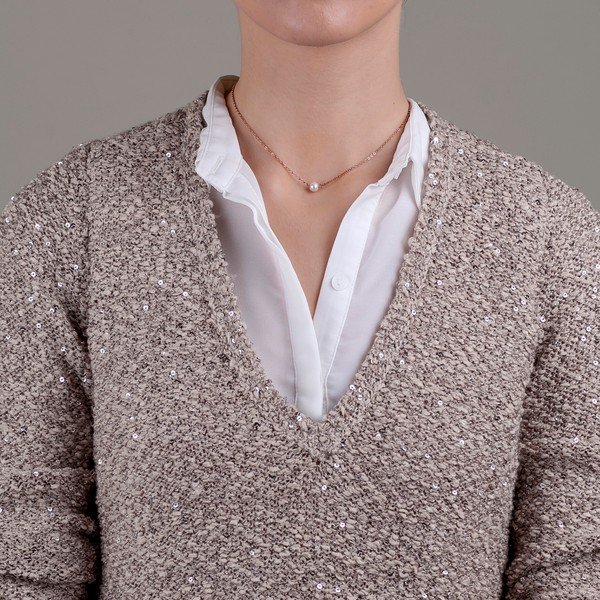 Dámský náhrdelník s motivem perly z nerezové oceli zlaté barvy Emily Westwood-image-3