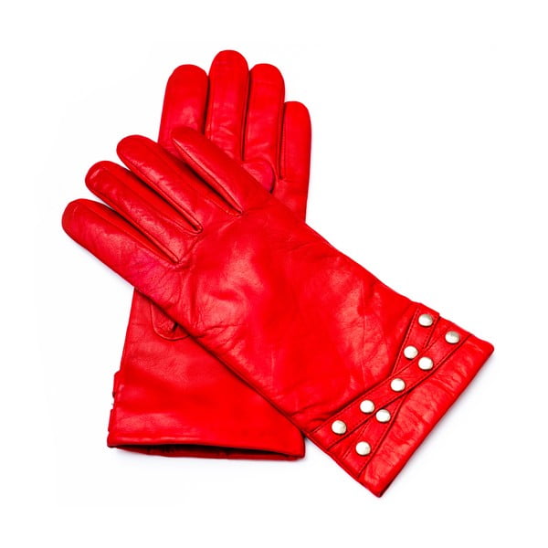 Dámské červené kožené rukavice <br>Pride & Dignity Madrid, vel. 7
