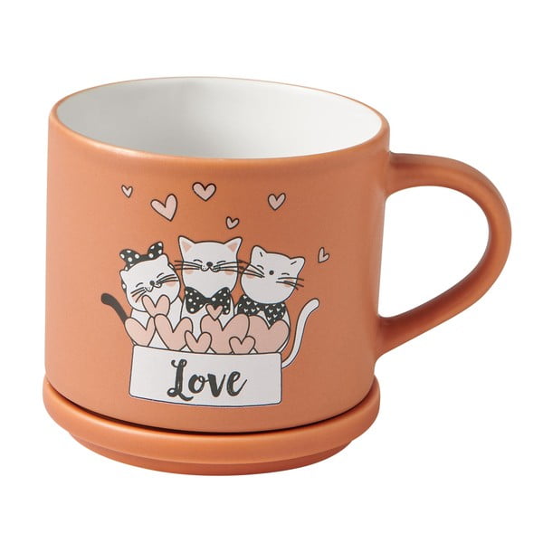 Oranžikas-beežid portselankruusid 2tk komplektis 350 ml Cats - Brandani-image-3