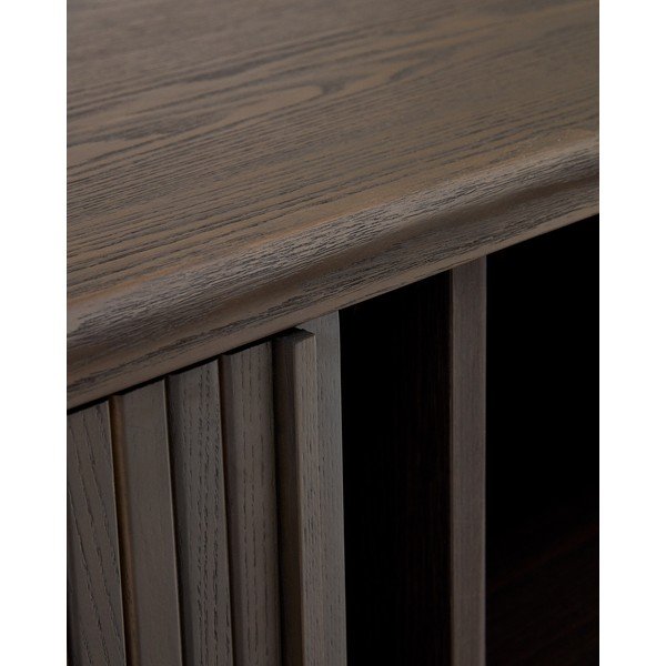 Tumepruun tuhkpuu dekooriga lükandustega madal kummut 180x75 cm Mailen - Kave Home-image-1