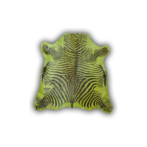 Kožená předložka Normand Cow Zebra Green, 170x190 cm