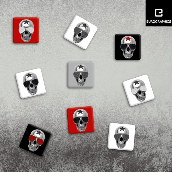 Sada 9 magnetek Eurographics Rocking Skulls