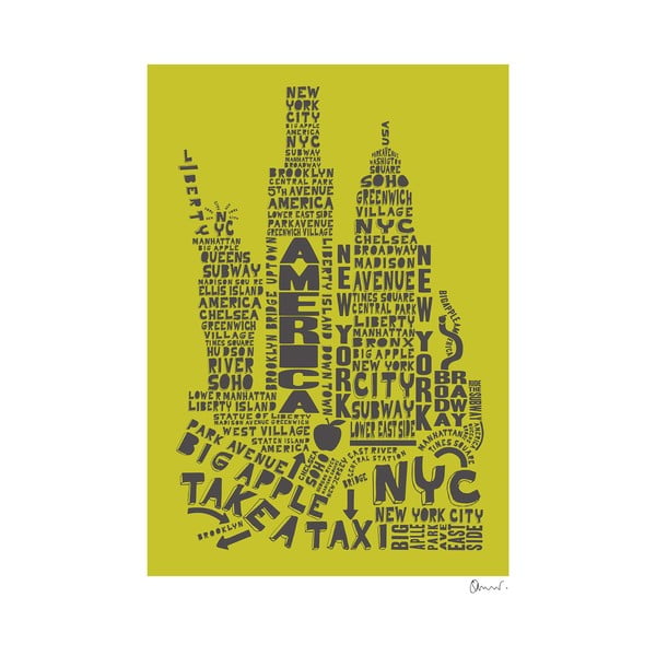Plakát New York Green&Grey, 50x70 cm
