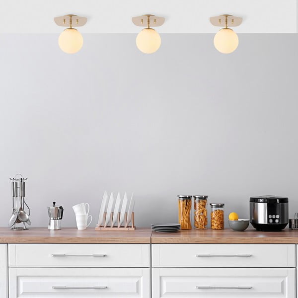 Kuldne laevalgusti klaasist varjuga 20x25 cm 20x25 cm Well - Opviq lights-image-1