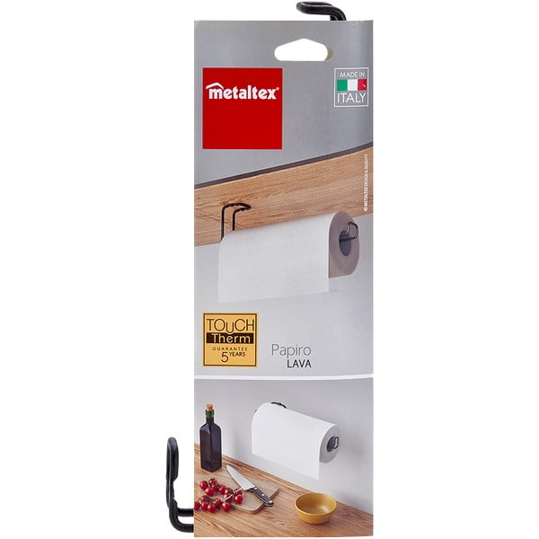 Must majapidamispaberi hoidja seinalekinnituv roostevaba teras – Metaltex-image-4