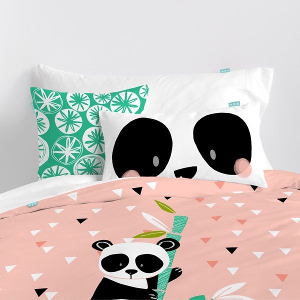 Laste puuvillane voodipesu , 140 x 200 cm Panda Garden - Moshi Moshi-image-1