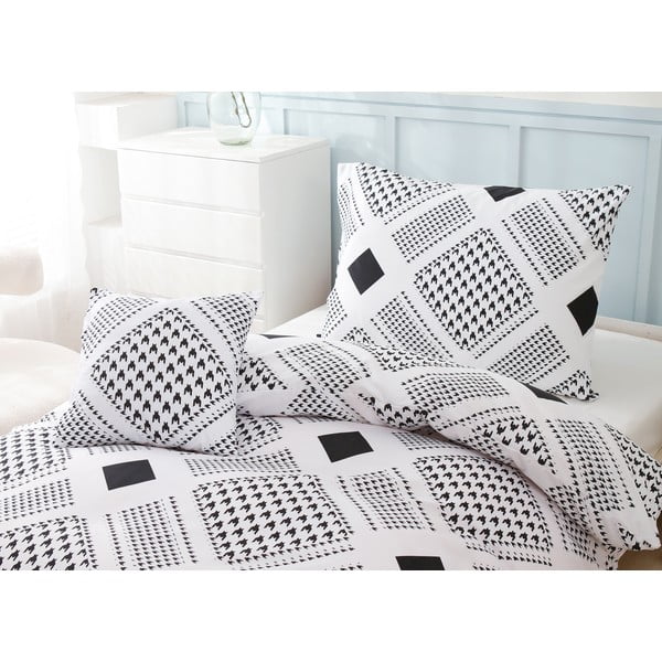 Must-valge 3-osaline voodipesu üheinimesevoodile mikrosatiinist 140x200 cm Roberto - My House-image-2