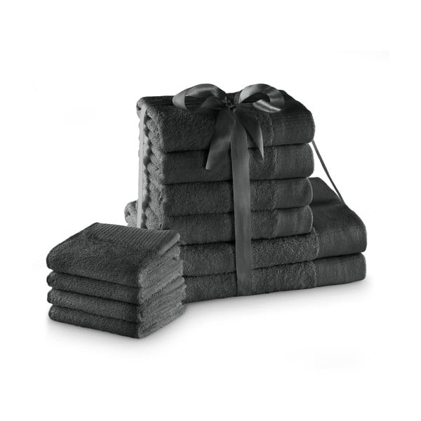 Tumehallid froteest puuvillased käterätikud ja saunalinad, komplekt 10 tk Amari – Restilo