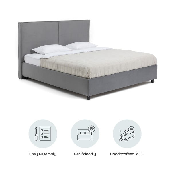 Hall polsterdatud kaheinimesevoodi koos voodipõhja ja panipaigaga 180x200cm Myra Bold - Bonami Selection-image-4