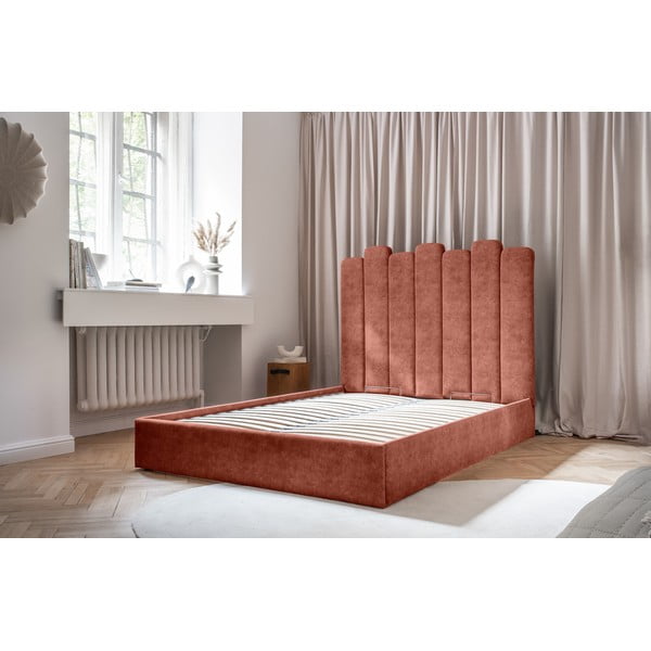 Tellisevärvi polsterdatud kaheinimesevoodi koos voodipõhja ja panipaigaga 160x200 cm Dreamy Aurora – Miuform-image-1