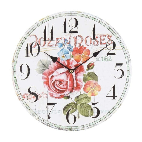 Dřevěné nástěnné hodiny Beautiful Roses, 34 cm