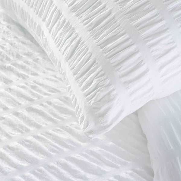 Valge krepp-voodipesu üheinimesevoodile 140x200 cm Plissia - douceur d'intérieur-image-1