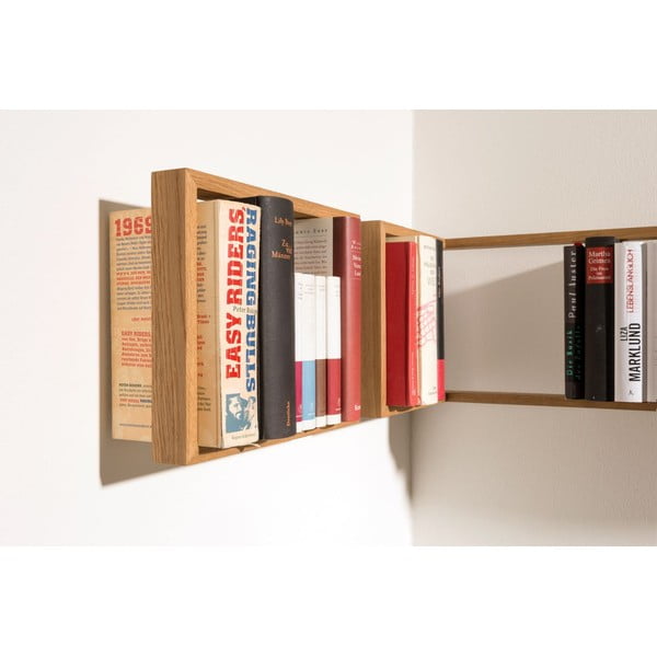 Knižní police z dubového dřeva das kleine b b3, výška 22 cm-image-3