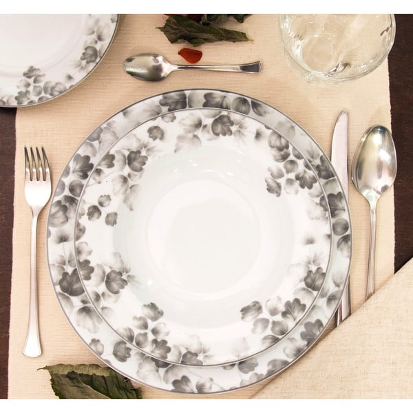 Valged-helehallid portselanist magustoidutaldrikud 6tk komplektis ø 19 cm Foliage gray - Villa Altachiara-image-3