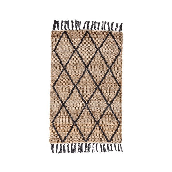 Must/naturaalne käsitsi kootud džuudist vaip 60x90 cm Shaila - Yes Everyday