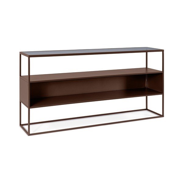 Tumepruun konsoollaud klaasist pealispinnaga 30x140 cm Godric - Bizzotto-image-2