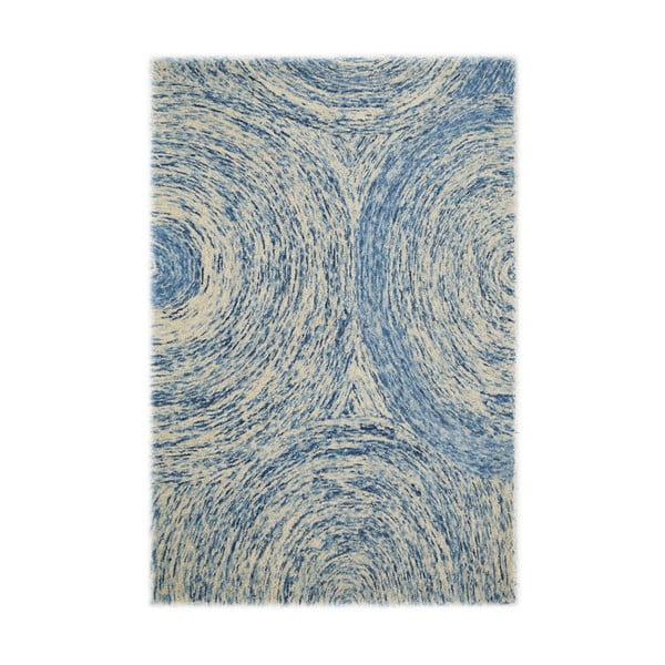 Modro-bílý vlněný  koberec The Rug Republic Blur, 183 x 122 cm