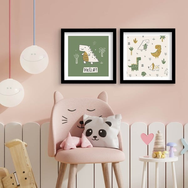 Laste pildid 2 tk 33x33 cm komplektis Hello - Wallity-image-1