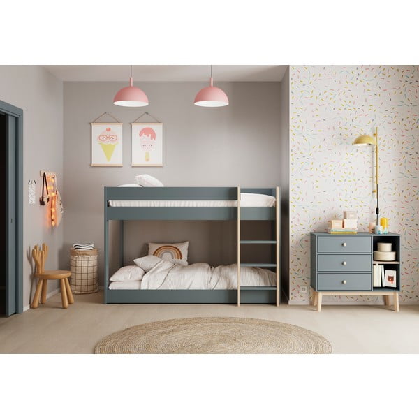 Hallikasroheline laste narivoodi koos voodipõhjaga 90x190 cm Angel – Marckeric-image-1