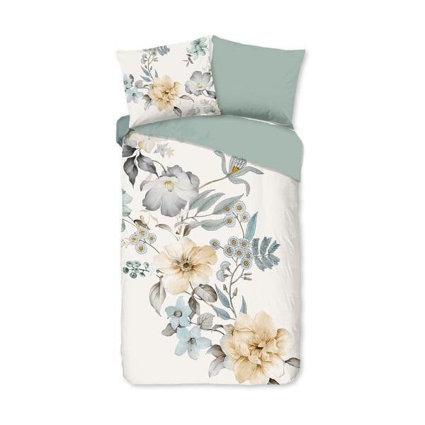 Roheline-kreem puuvillane pikendatud voodipesu üheinimesevoodile 140x220 cm Celina - Good Morning