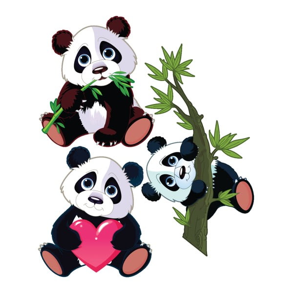Komplekt 3 seinakleebist Panda - Ambiance