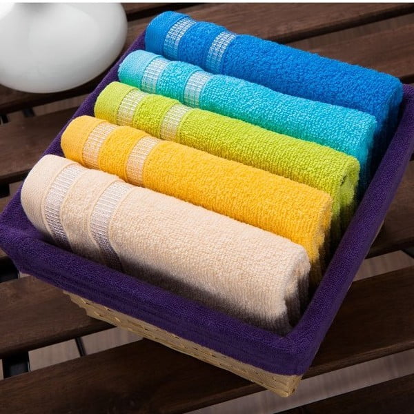 Sada 5 ručníků  Purple Basket, 30x50 cm
