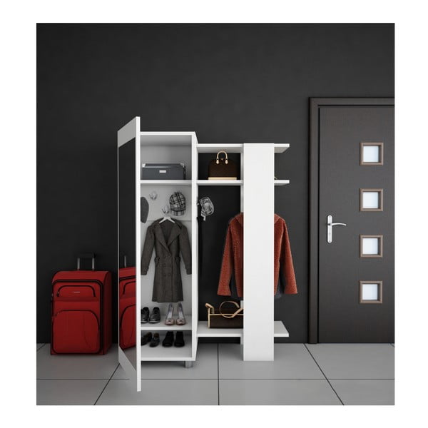 Bílá šatní skříň se zrcadlem Antre-image-2