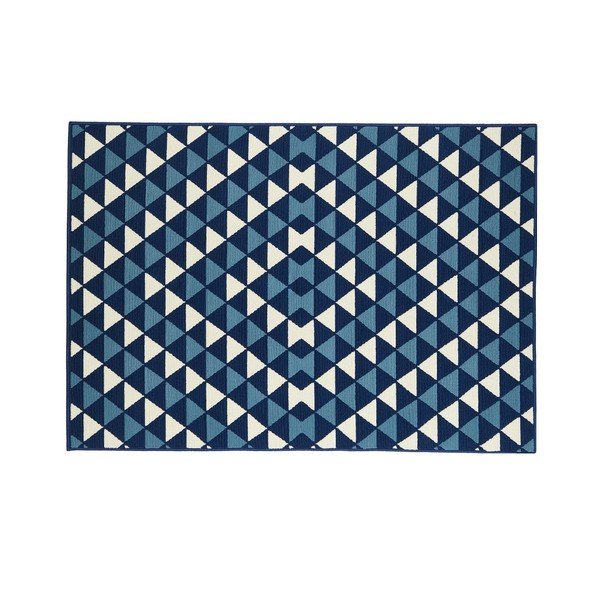 Tmavě modrý venkovní koberec Floorita Triangles, 133 x 190 cm-image-1