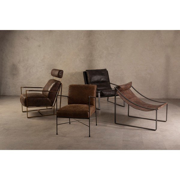 Pruunist nahast tugitool Hoxton - Premier Housewares-image-4