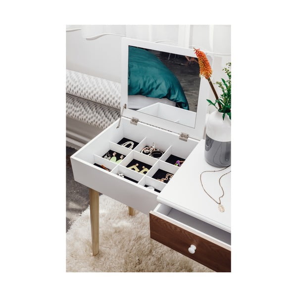 Valge garderoobilaud koos peegli, ehtekarbi ja tooliga Beauty - Bonami Essentials-image-2