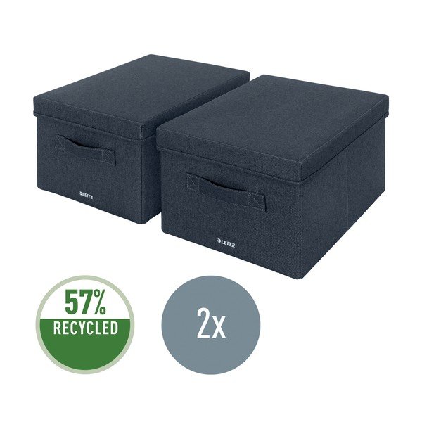 Tumehallid riidest hoiukastid koos kaanega 2tk komplektis 28.5x38x20 cm - Leitz-image-4