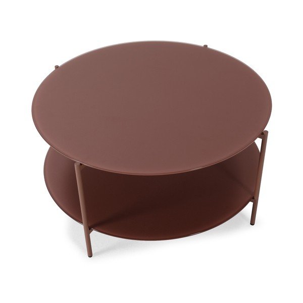 Ümmargune kohvilaud terrakota värvi klaasist pealispinnaga, ø 83 cm Davi - MOME-image-2
