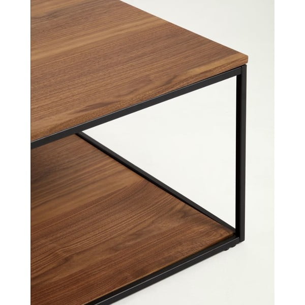 Pruun kohvilaud pähklipuidust lauaplaadiga 80x80 cm Yona - Kave Home-image-3