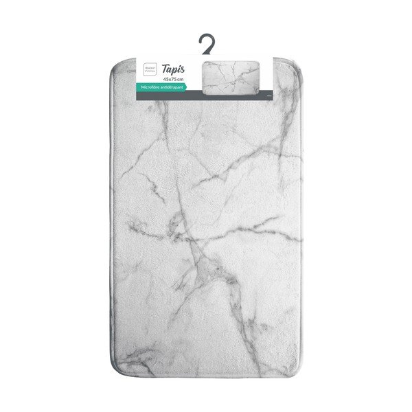 Valge/hall tekstiilist vannitoamatt 45x75 cm Marbre - douceur d'intérieur-image-3
