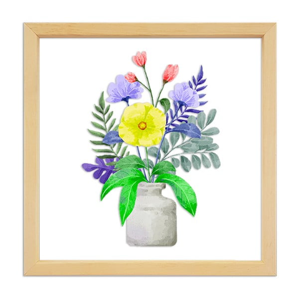Klaasimaal puuraamis Lilled, 32 x 32 cm - Vavien Artwork