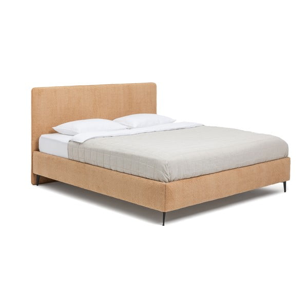 Sinepivärvi polsterdatud kaheinimesevoodi koos voodipõhjaga 160x200cm Noira Slim - Bonami Selection