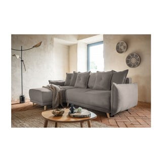 Helepruun velvetist nurgadiivanvoodi (muutuv nurk) Lazy Lukka - Miuform