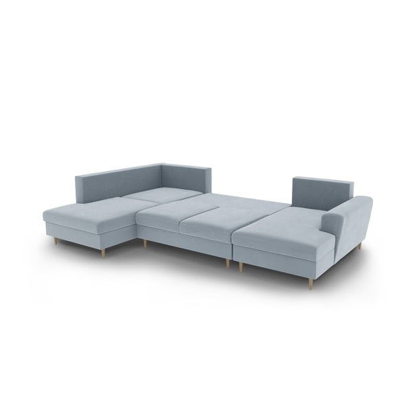 Helesinine sametist panipaigaga nurgadiivanvoodi (vasak nurk/"U"-kujuline) Kyoto - Cosmopolitan Design-image-3