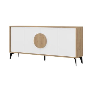 Madal kummut tammedekooriga valge-puiduvärvi 180x82 cm Vae - Marckeric