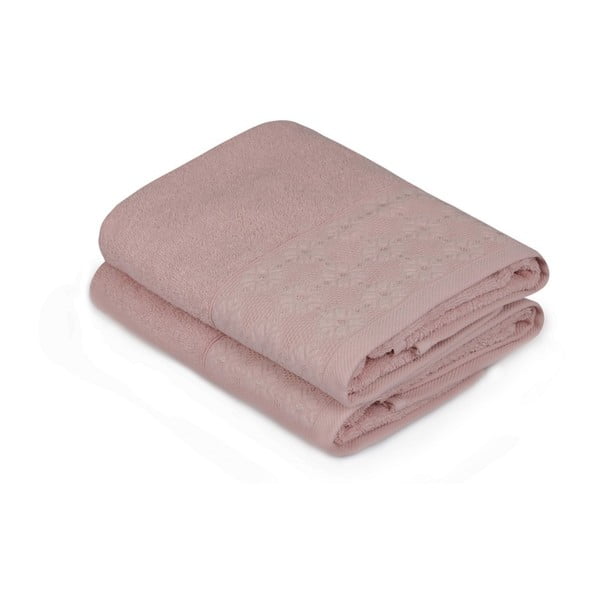 Sada 2 růžových bavlněných ručníků v odstínu dusty rose Provence, 50 x 90 cm