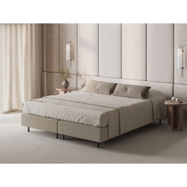 Beež polsterdatud üheinimesevoodi ilma peatsita 90x200 cm Whale - Micadoni-image-1