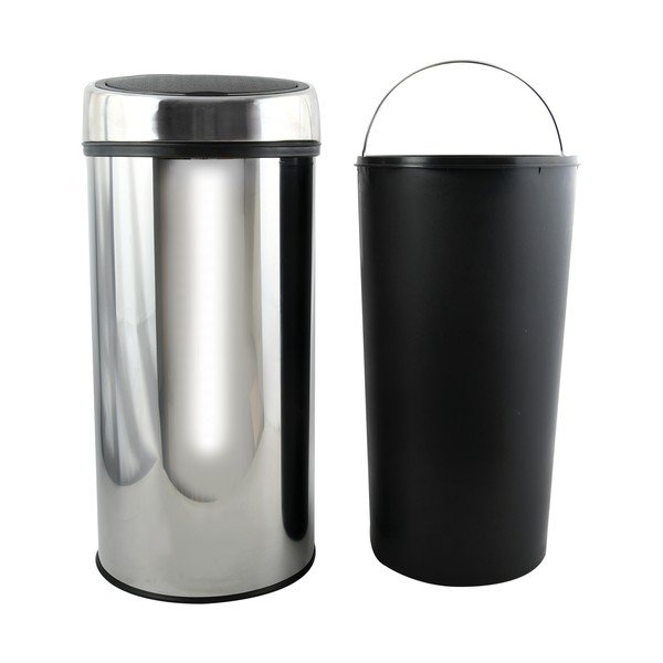 Läikiv hõbedane puutetundlik terasest prügikast 30 l - MSV-image-2