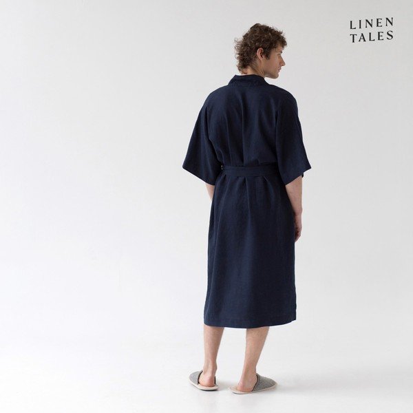 Tumesinine linasest riidest hommikumantel suurus S/M Summer - Linen Tales-image-2
