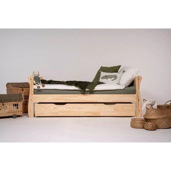 Männipuidust lastevoodi koos panipaiga, voodipõhja ja väljatõmmatava osaga 100x200 cm Roma - Adeko-image-2