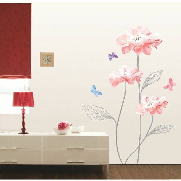 Kleebis Light Pink lilled ja liblikad - Ambiance