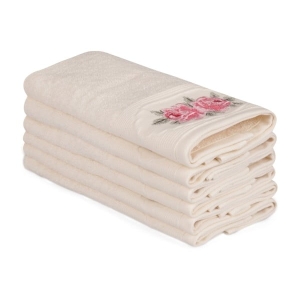 Sada 6 béžových bavlněných ručníků Nakis Gul, 30 x 50 cm