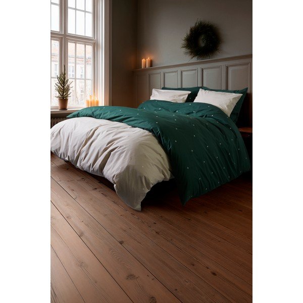 Beež perkal-puuvillane voodipesu üheinimesevoodile 140x200 cm Christmas Fable - JUNA-image-4