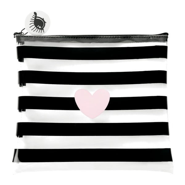 Kosmetická taštička Miss Étoile Heart Rose Stripes, 22 x 1 cm